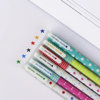 6 lı puantiye desenli renkli yazan kalem seti
