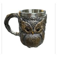 Çelik Gözlü Kurukafa Figürlü Çelik Kupa