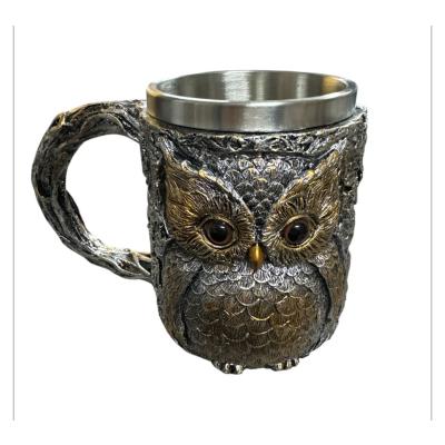 Çelik Gözlü Kurukafa Figürlü Çelik Kupa