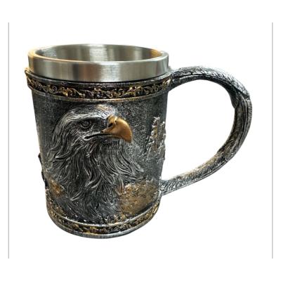 Çift Taraflı Kartal Figürlü Çelik Kupa
