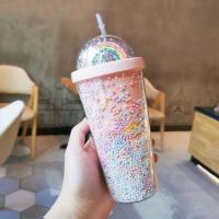 Gökkuşağı parti pipetli su şişesi