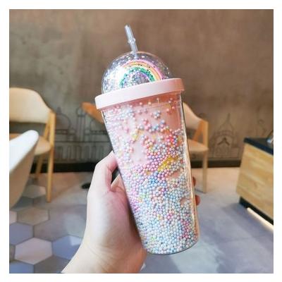 Gökkuşağı parti pipetli su şişesi