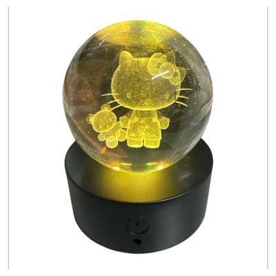Hello Kitty Işıklı Renk Değiştiren Şarjlı Kristal Cam Küre