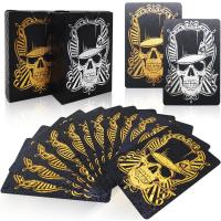 İskelet Kuru Kafa Tasarımlı PVC İskambil Oyun Kartları Gold 10lu