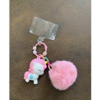 Kawaii Unicorn ponponlu anahtarlık