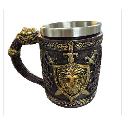 Mitolojik Aslan Büstü Tasarımlı Çelik Kupa