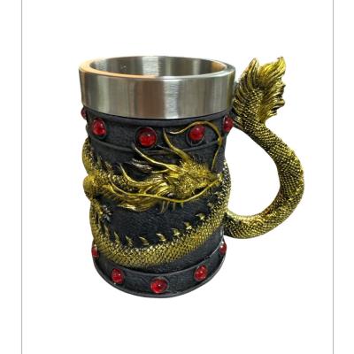 Mitolojik Yılan Figürlü Taşlı Çelik Kupa