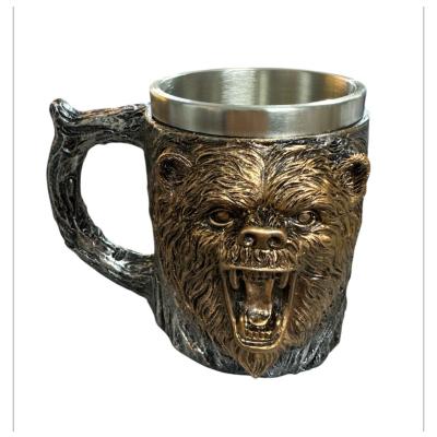 Mitolojik Yırtıcı Ayı Figürlü Çelik Kupa