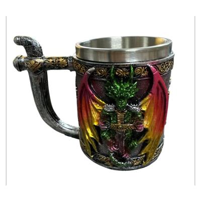 Ortaçağ Monster Ejderha Figürlü Çelik Kupa