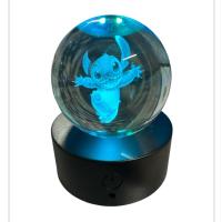 Sevimli Stitch Işıklı Renk Değiştiren Şarjlı Kristal Cam Küre