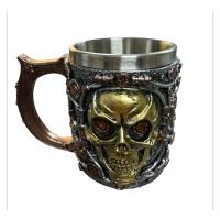 Zincir Kulplu Kurukafa Figürlü Çelik Kupa